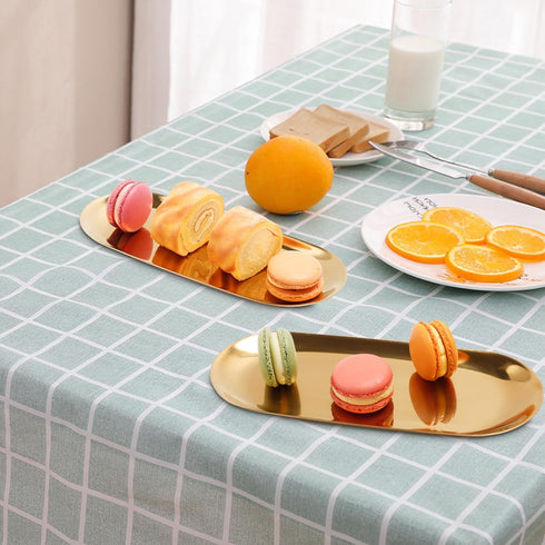 Stainless Steel Towel/ Dish Plate, Tea/ Fruit Storage Trays Cosmetics Jewelry Organizer, Gold, Oval...
