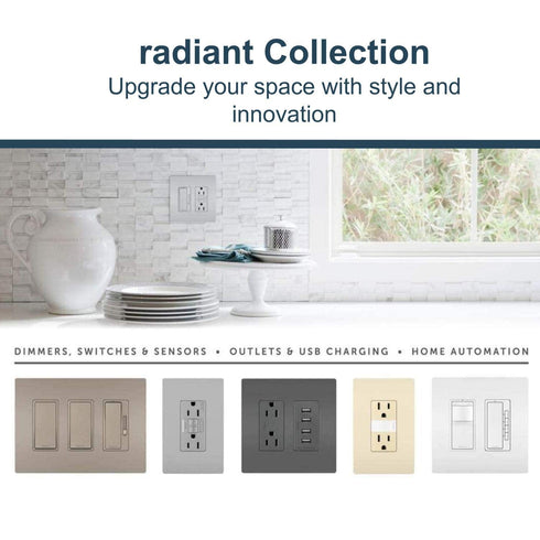 Legrand radiant 1597TRGRYCCD4 15 Amp GFCI Self Test Tamper Resistant Decorator Duplex Outlet, Gray (1 Count)...