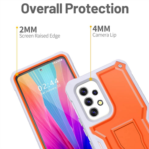 FITO for Samsung Galaxy A53 Case, Dual Layer Shockproof Heavy Duty Case for Samsung A53 5G Phone with Screen Protector, Built-in Kickstand (Orange...