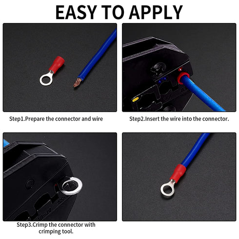 102 Pcs Disconnect Electrical O Ring Crimp Terminals Connectors Assortment Kit, Mixed Quick Wire Connectors, Insulated Electrical Wire O Ring Conn...