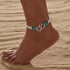 Beaded Ankle Bracelet for Women Double Layered Elastic Beaded Anklet Bracelets Double Hollow Hearts Stretch Waterproof Anklet Dainty Boho Turquois...