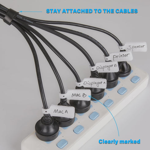 70 PCS Reusable Cable Ties with Hook and Loop, Multi-purpose Adjustable Cable Management Wire Ties & 10 PCS Cable Labels, Cord Organizer for Home,...