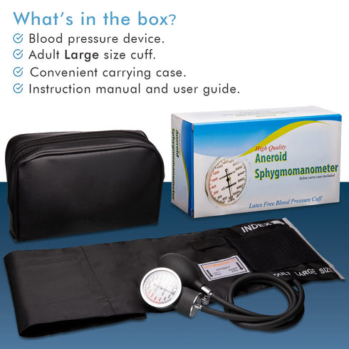 Professional Black Large Adult Size Blood Pressure Machine, Aneroid Sphygmomanometer Medical Supplies, Manual Emergency BP Monitor for High Blood ...