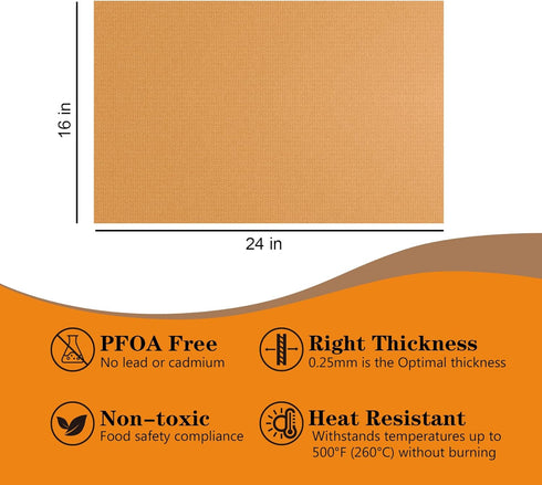 UBeesize 2 Pack Large Copper Oven Liners for Bottom of Oven BPA and PFOA Free, 16x24 Inch Thick Heavy Duty Non Stick Teflon Oven Mats for Electric...