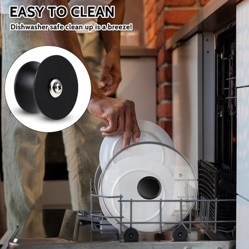 2pcs Universal Silicone Pot Lid Replacement Knob, Heat Resistant Pan Lid Holding Handles Black Non-Slip Pan Lid Knob for Slow Cookers Skillets Kit...