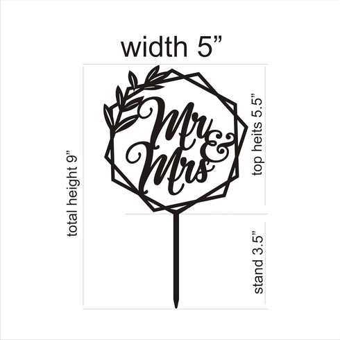 Mr and Mrs Wedding Cake Toppers Bride Groom Cake topper for Wedding Wooden Wreath Rustic Hexagon Funny Decoration Mr&Mrs Sign Gold Silver Brown (U...