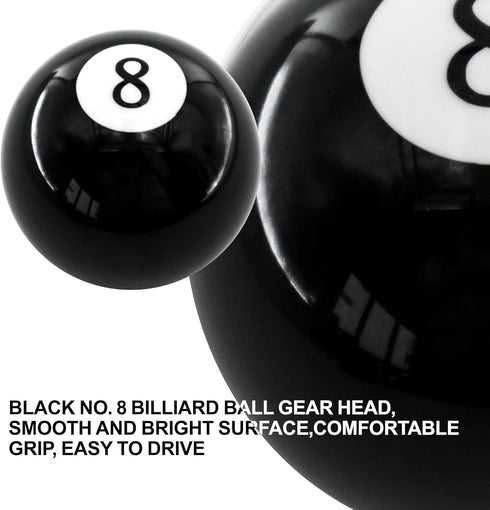 HiSport Black 8 Ball Gear Shift Knob, Round Shifter Knobs Black Billiard 8 Style Universal 4 5 6 Speed with 3 Adapters for Manual Car (M 8 * 1.25,...