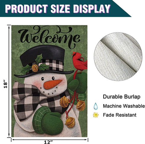 Christmas Welcome Garden Flag Floral Double Sided Vertical Rustic Farmhouse Yard Seasonal Holiday Outdoor Decor 12×18 Inch Y001...
