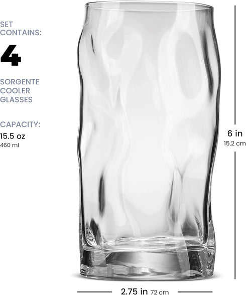 Bormioli Rocco Set Of 4 Sorgente Glasses, Crystal-clear Cocktail Glasses Barware, For Bourbon, Scotch, Water, Juice, Drinking Glasses Set, Made In...