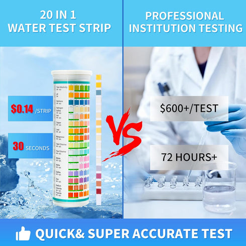 Accevo 20 in 1 Complete Drinking Water Test Kits, 125 Strips-Well, Tap, Home, City Water Testing Strip for Lead, Chlorine, Hardness, Iron, Fluorid...