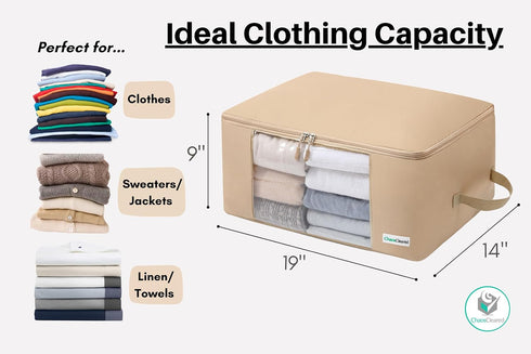 Clothing Storage Bags Clothes Organizer folding fabric bags for sweaters, clothing, garment, bedding, quilt, linens, large folding organizers with...