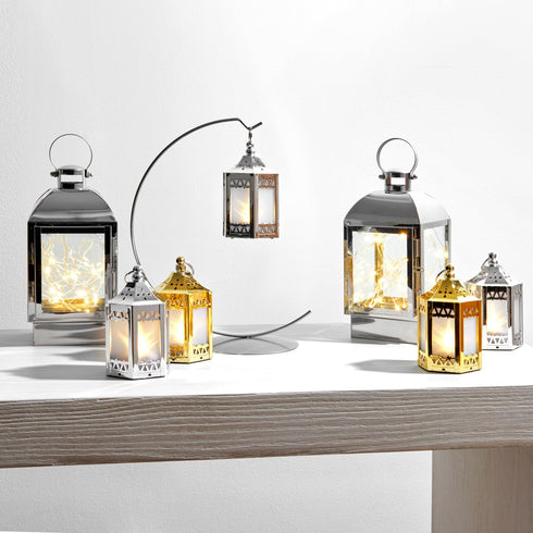 LampLust Gold Mini Lanterns for Centerpieces, 6 Pack LED Star Lantern, Batteries Included, Small Ramadan Lanterns Decorative Indoor, Ramadan Decor...