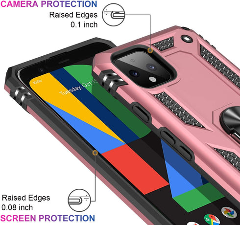LUMARKE for Google Pixel 4 Case with Screen Protector,Pass 16ft. Drop Tested Military Grade Protective Phone Cover with Magnetic Ring Kickstand Co...