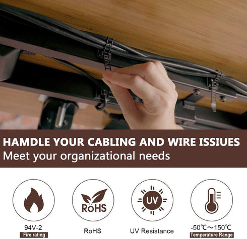 50Pcs Adhesive Cable Management Ties Extra Screw & Hole,Multi-Purpose Wire Organizer Adjustable Nylon Cable Straps Cord Holders for Home and Offic...