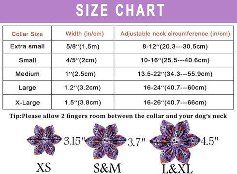 ARING PET Halloween Dog Collar Cute Pumpkin Dog Collar with Flower, Cotton Purple Skull Bat Dog Collars Girl Daisy Puppy Collar with Metal Buckle...