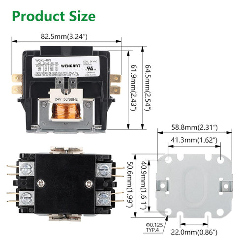 Air Conditioner Contactor,24VAC Provide Stable and Reliable Control for Your Air Conditioning System,Strong Compatibility (2P_40A)...