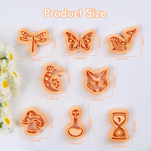 Puocaon Mystic Polymer Clay Cutters - 8 Pcs Boho Clay Earring Cutters, Mystic Cats Clay Jewelry Cutters, Dragonfly Clay Cutters for Jewelry Making...