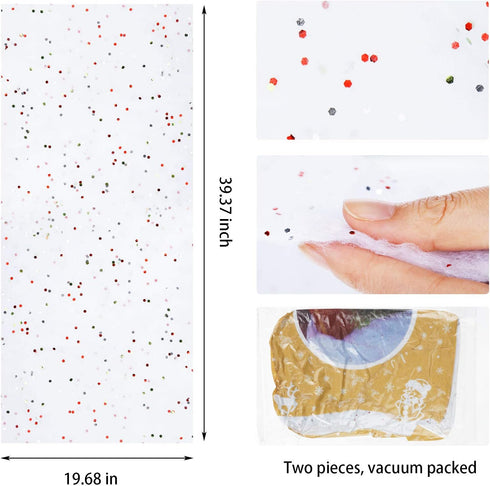 2 Pieces Christmas Glittered Snow Blanket Wonderland Artificial Snow Glittered Blanket White Snow Decoration for Christmas Decoration, Village Dis...