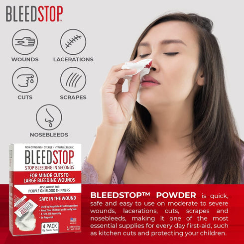 BleedStop™ First Aid Powder for Blood Clotting, Trauma Kit, Blood Thinner Patients, Camping Safety, and Survival Equipment for Moderate to Severe ...