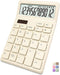 Standard Calculator 12 Digit,Beige Desktop Dual Power Battery and Solar,Desk Calculators with Large LCD Display,Perfect for Home, Office,and Schoo...