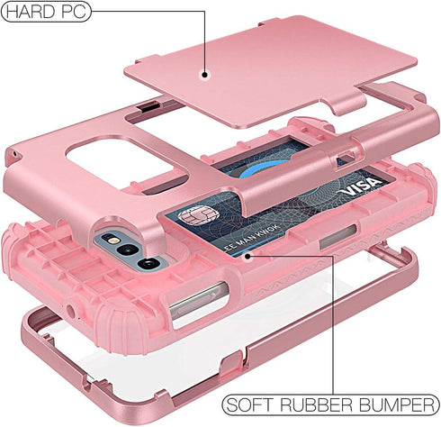 WeLoveCase Galaxy S10e Wallet Case with Built in Screen Protector, Defender Cover, Card Holder, Hidden Mirror, 3 Layer Shockproof Protection, Heav...