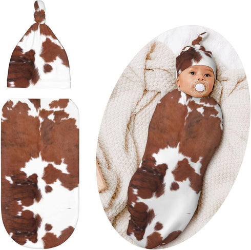 Cowhide Print Swaddling Blanket for Baby, Soft Sleeping Bag, Sack for Newborn Boys Girls, Unisex Baby Stuff, Highland Cow...