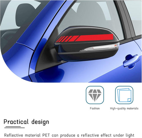 4PCS Car Rear View Mirror Stickers, Waterproof Auto Side Rearview Mirrors Decal Stripes, Universal Anti-Collision Striped Automotive Warning Strip...