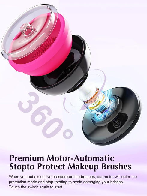 Makeup Brush Cleaner Machine Leumorcioa Electric Silicone Cosmetic Brush Cleaners For Girl Women- Automatic Deep Cleaning Makeup Brush Washer- Mak...