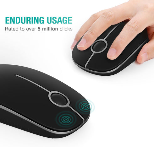 VssoPlor Wireless Mouse, 2.4G Slim Portable Computer Mice with Nano Receiver for Notebook, PC, Laptop, Computer (Black and Silver)...