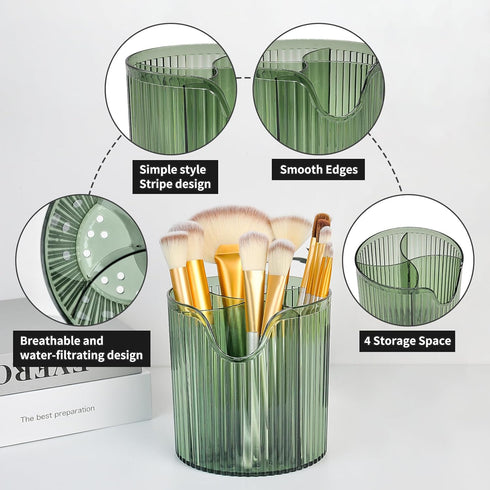 Makeup Brush Holder Makeup Organizer,4 Slot Eyeliner Eyelash Brush Makeup Brushes Cup Pen Holder for Vanity Decor Desk Storage, Bathroom Counterto...