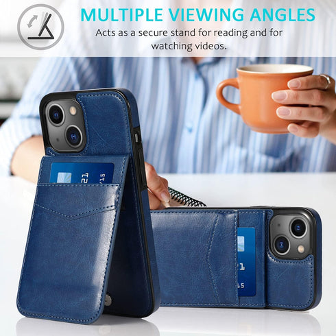 iPhone 13 Wallet Case with Credit Card Holder for Women Men PU Leather Wallet Case for iPhone 13 Case 6.1 inch (Blue)...