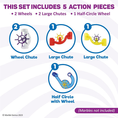 Marble Genius Spinning Wheels Marble Run Accessory Add-On Set (5 Pieces) - Designed to Enhance Your Child’s Problem-Solving Skills While Providing...