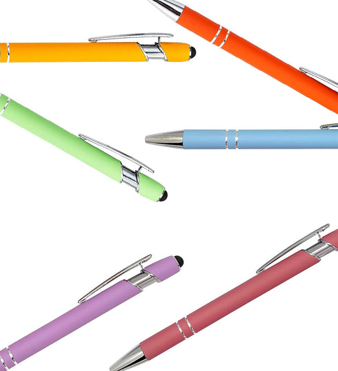 Pastel Rubberized Soft Touch | Pastel Colors | Ballpoint Pen with Stylus Tip a stylish, premium metal pen, black ink, medium point (Pastel Purple,...