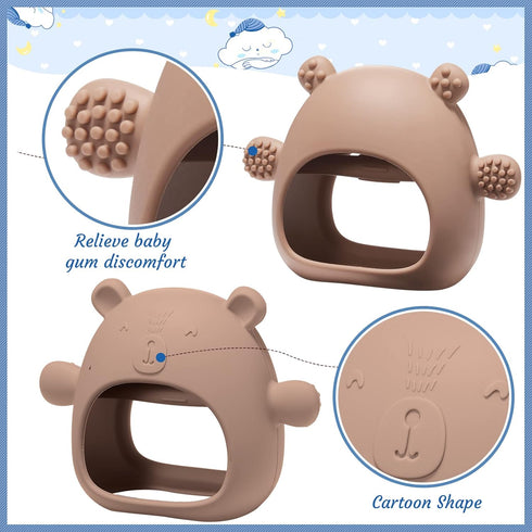 4 Pieces Silicone Teething Toys Bear Baby Teether Toy Anti Dropping Horse Teething Pacifier Baby Chew Toys Chewable Hand Teethers for Sucking Chew...