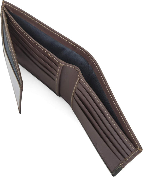 Timberland mens Leather Passcase Trifold Wallet Hybrid, Brown/Black, One Size...
