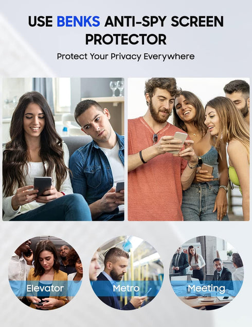 BENKS 2 Pack Privacy Screen Protector for iPhone 14 Pro Anti-Spy Tempered Glass Film Full Coverage 9H Hardness Case Friendly Easy Installation Bub...