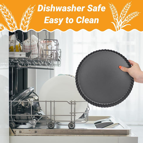 Beasea Tart Pan 10 Inch with Removable Bottom, Non Stick Quiche Pan Pie Shell Fluted Edge Tart Pan, Loose Base Carbon Steel Round Cooking Pan for ...