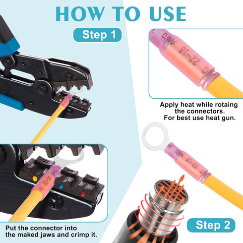 260PCS Heat Shrink Wire Connectors-Electrical Connectors Kit, Wire Terminal Connectors Waterproof Electrical Cable Butt Terminals, Crimp Insulated...