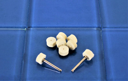 TEMO 100 pc Felt Polishing Wool Bob Burr 1/2 Inch Diameter 1/4 Inch High Wheels #414 with 2 Screw Mandrel 401 1/8 Inch Shank for Dremel Rotary Too...