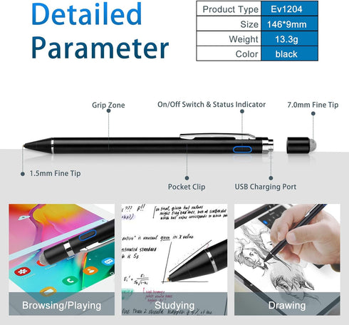 Stylus Pen for Google Pixel 8 Pro,Active Digital Pen with 1.5mm Ultra Fine Tip Pencil for iPad/iPhone/Lenovo/HP/Dell/ASUS Tablets, Drawing Writing...