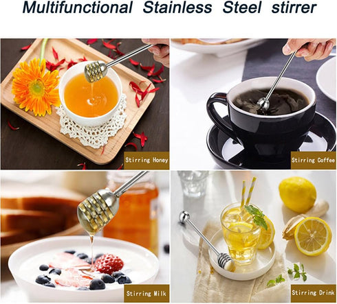 Honey and Syrup Dipper Stick Server Honey Spoon 304 Stainless Steel Wand for Honey Pot Jar Containers-6.3 Inch...