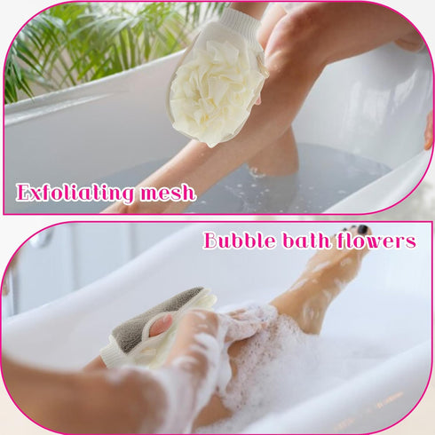 Bath Gloves for Shower. Exfolating Mitt Body Scrubber, Doouble Sided Expoliating Glove, Shower Body Loofah Sponge, Bath Gloves Exfoliating Mitt fo...