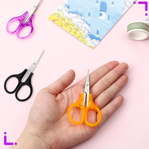 3Pcs Small Scissors All Purpose Craft Scissors Stainless Steel Scissors with Protective Cover Mini Detail Craft Scissors Precision Straight Fine T...