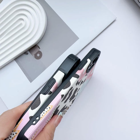 Compatible for iPhone 13 Case, Trendy Leather Animal Leopard with Cute Cow Milk Spot Pattern Design, Shockproof Slim Soft TPU Full Camera Lens Pro...