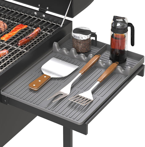 Griddle Mat Compatible with Blackstone, Silicone Grill Tools Mat with Drip Pad, Spatula Mat for Outdoor Grill, Side Shelf Mat Grill Pad (Grey)...