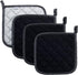 Joyhalo 4 Pack Pot Holders - Heat Resistant Oven Hot Pads, Terry Cloth, Black...