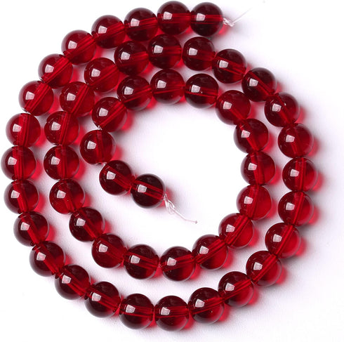 Smooth Garnet Red Glass Crystal Round Loose BeadsFor Jewelry Making DIY Bracelet Necklace Accessories 6mm 68pcs 15" Strand(Garnet Red Glass, 6mm)...