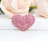 Gyn&Joy Golden Tone Womens Pink Colored Crystal Rhinestone Love Heart Brooch Pin...