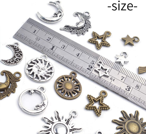 Aylifu About 80 Pieces Celestial Collection Charms, Mixed Sun Moon Star Meteor Charms Pendant Jewelry Findings for DIY Necklace Bracelet Earrings ...