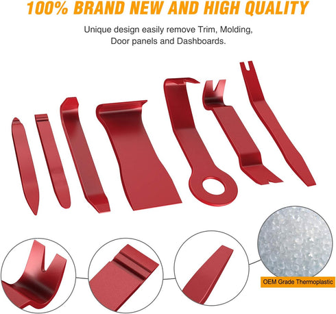 GOOACC 8PCS Auto Trim Scratch Removal Tool Car Audio Dash Panel Window Molding Fastener Remover Tool Kit-Red...